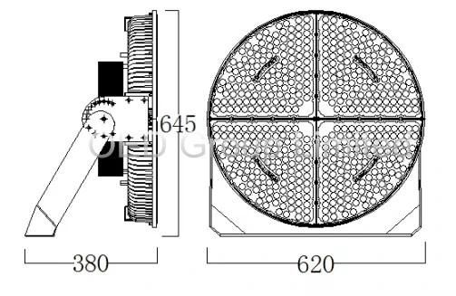 140-150lm/W 1200W LED Outdoor Lighting 5 Years Round Stadium Lamp 35 Meters Sport Field Flood Lighting