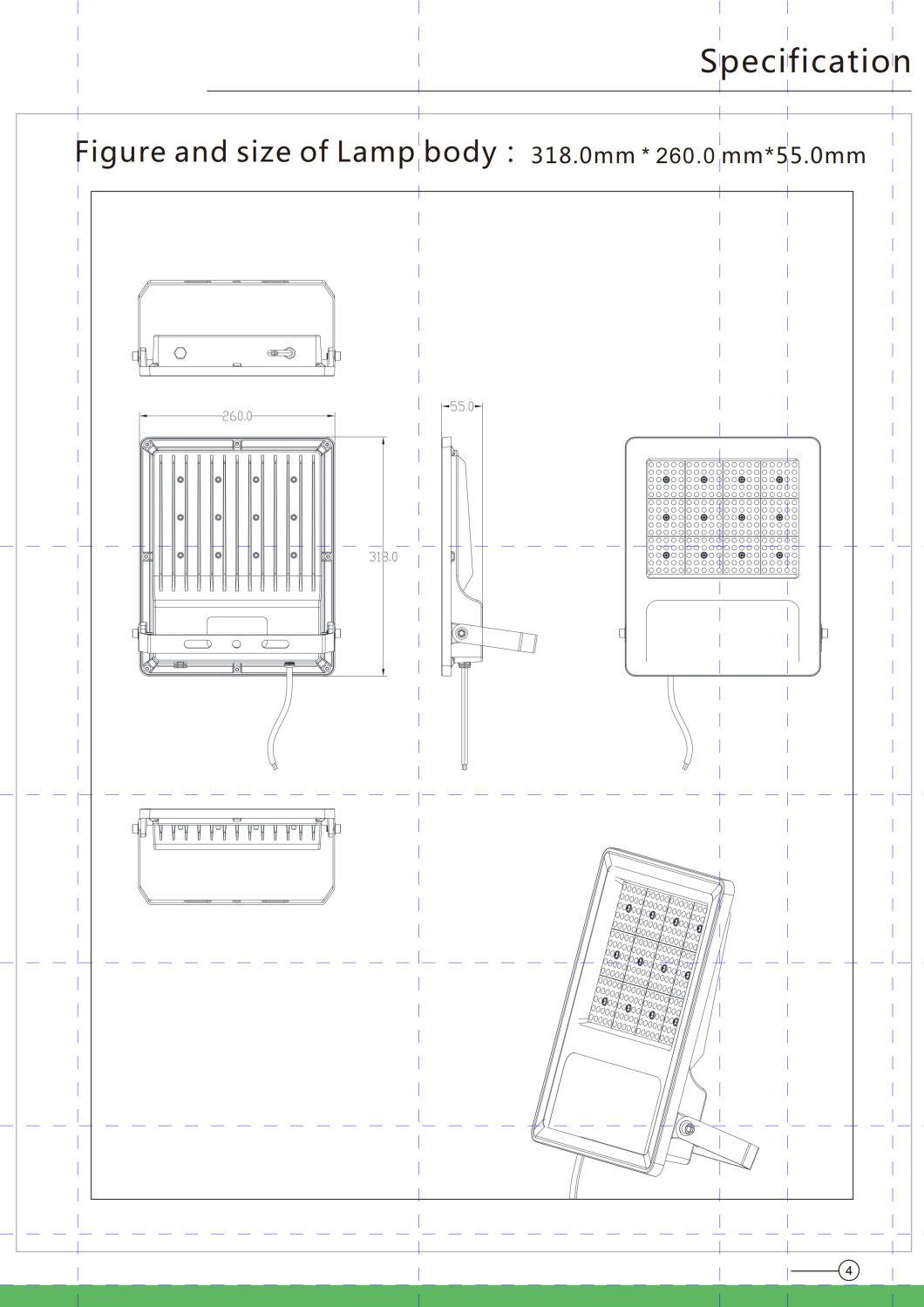 IP65 Outdoor Lamp Maintenance-Free, No Shadow and Dizzy Light 150W Flood Security Lights