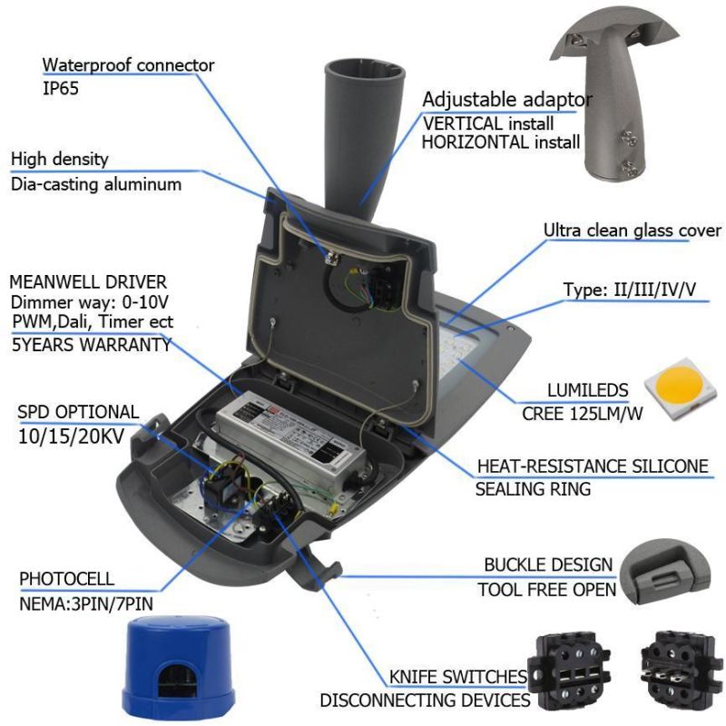 Fip65 Waterproof Lamp Source Housing Outdoor 30W 50W 100 Watt LED Street Light