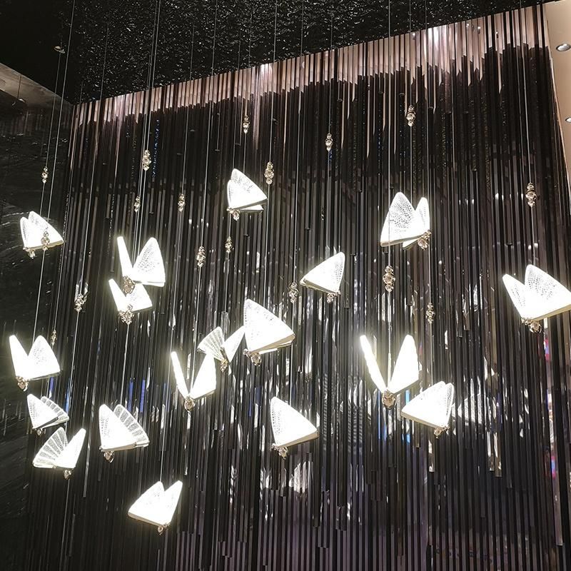 2022 Hotel Luxury Dining Hinging Crystal Butterfly Chandeliers Lighting