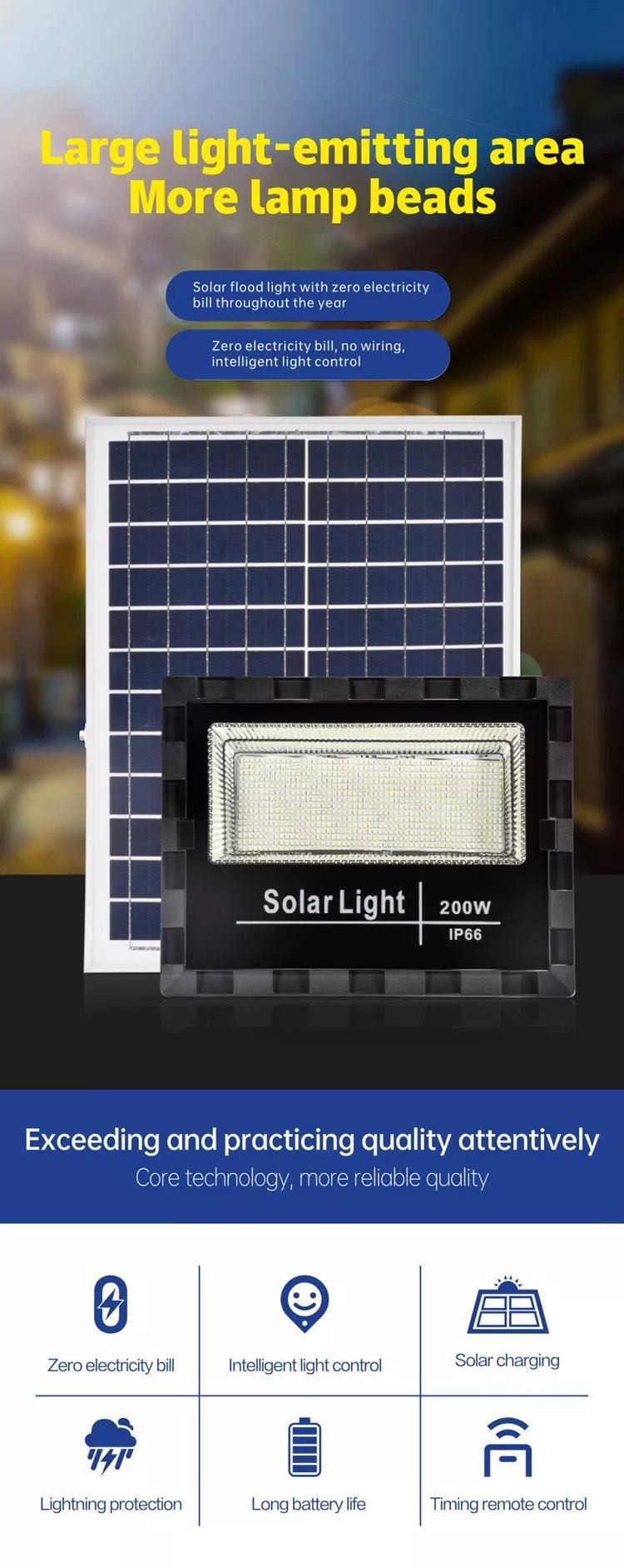 Waterproof IP66 60W LED Flood Lights Reflector Garden Solar Light