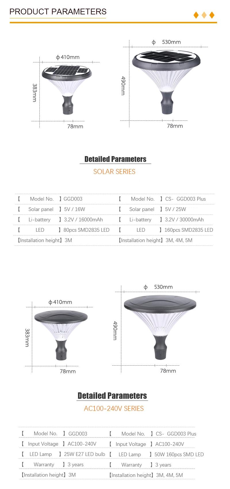 Manufacturer High Brightness Decorative Commercial Large Irradiation Area Pathway Solar Lawn Light for Backyard Solar Light