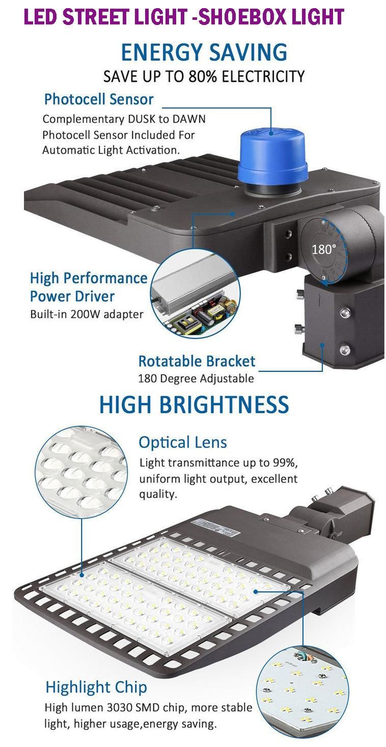 2019 Hot Sale Street Lights Outdoor Garden Pathway Shoebox Lamp LED Street Light 100W 200W 300watt