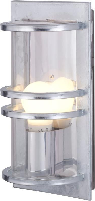 Modern Contemporary Outdoor Wall Sconce Fixture for Exterior House Porch Patio Outside Yard Front Garden Wall Lamp IP54 with Silver Mirror Reflector(Galvanized)
