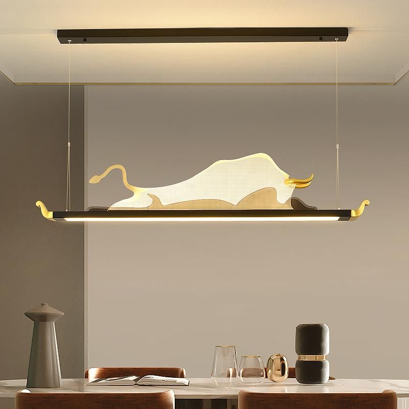 2022 Hot Fancy Copper Bull Shape Modern Hotel Decoration Crystal Pendant Light