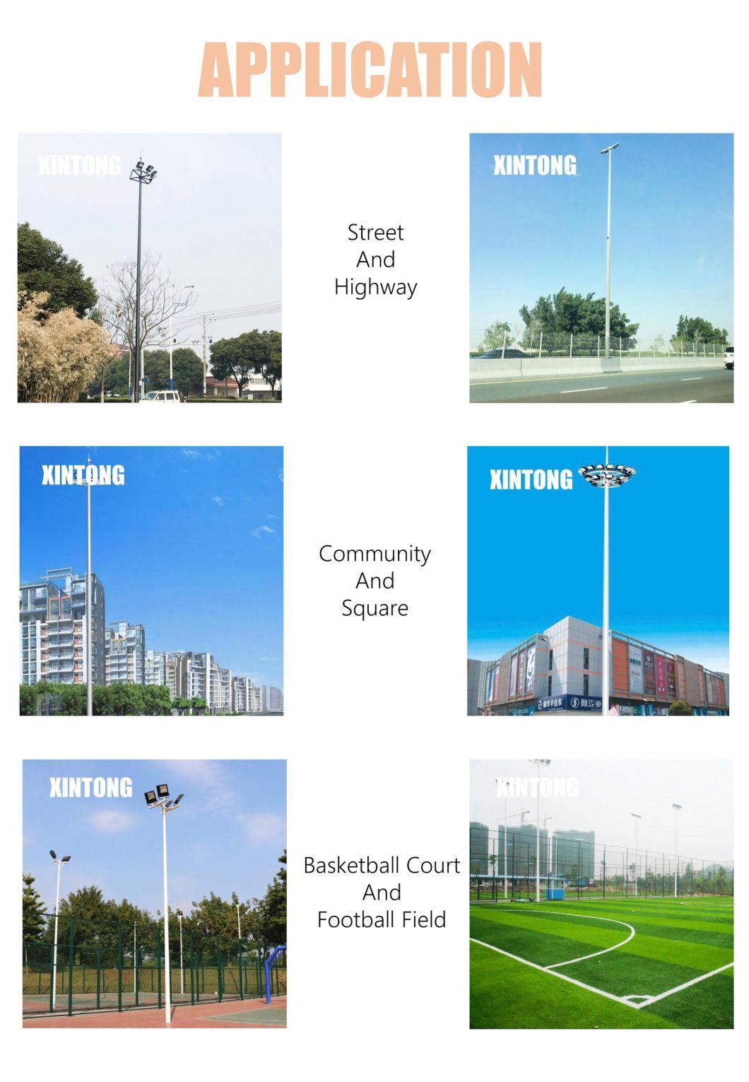 28m IP65 CE Hot DIP HDG Q235B Galvanized Round Conical Octagonal Waterproof Outdoor LED Solar Flood High Mast Lamp Light Lighting Pole with Artificial Ladder