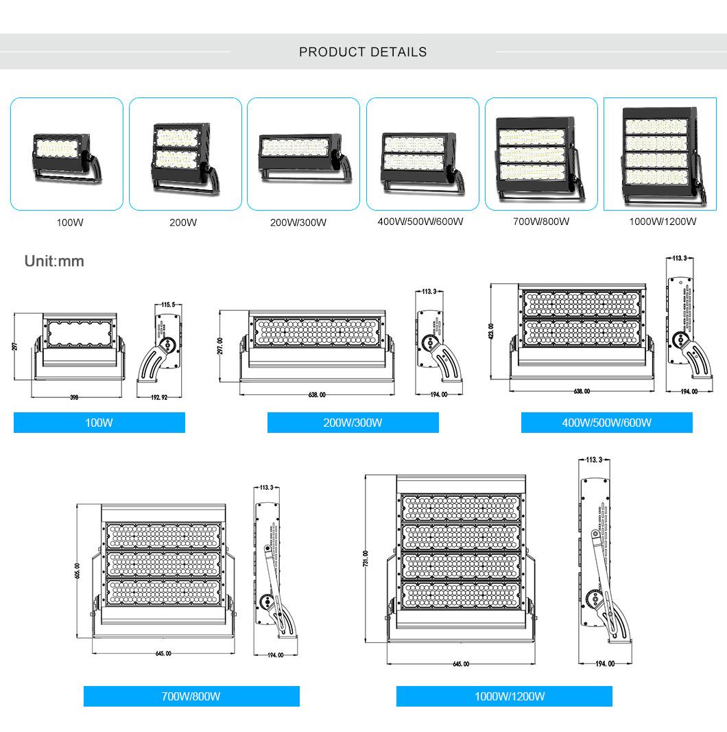 Romanso Stadium Lighting Systems ETL Dlc IP65 Waterproof 500W 600W 700W 800W 900W 1000W High Power High Quality Stadium Light