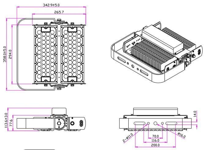 Newest High Power 240W LED Flood Lamp with High Pole