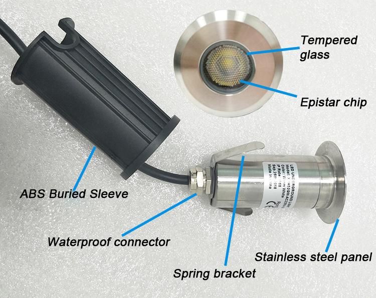 LED in-Ground Driveway Lights Small Hole 52mm Underground LED Light with IP68 12V Garden Lighting