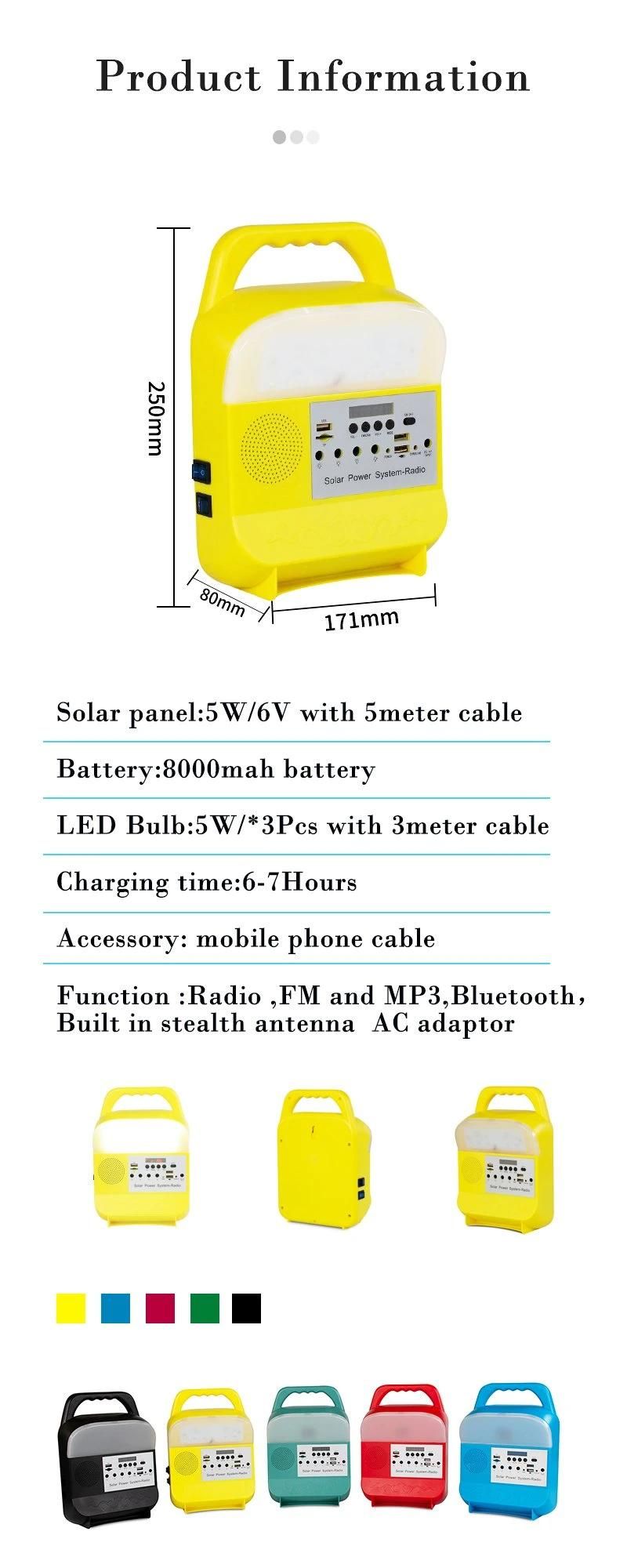 Solar Home Lighting System Emergency Power Supply/Camping Power Supply/Remote Area Solar Lighting with Charging Line