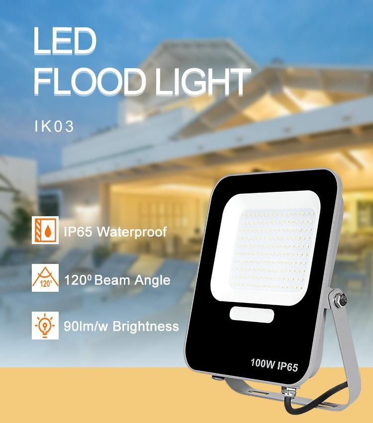 Outdoor IP65 50W 100W Portable Flood Light Flameproof High Lumen 100000 Lumen High Power Commercial Floodlight