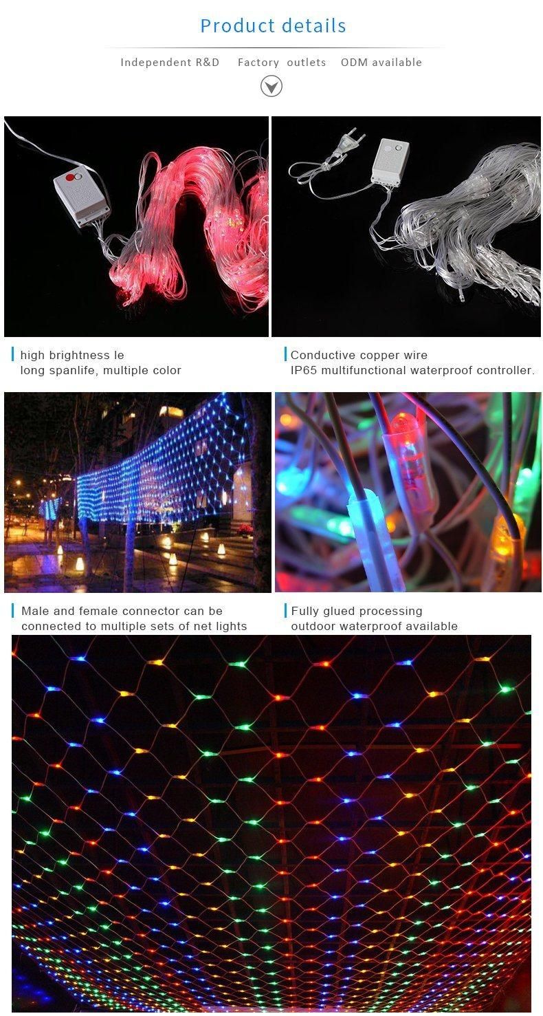 2m X 2m 144 LED Fairy Lights Festival Net Mesh String Xmas Party Wedding Christmas Lights Outdoor Decoration Holiday Lighting