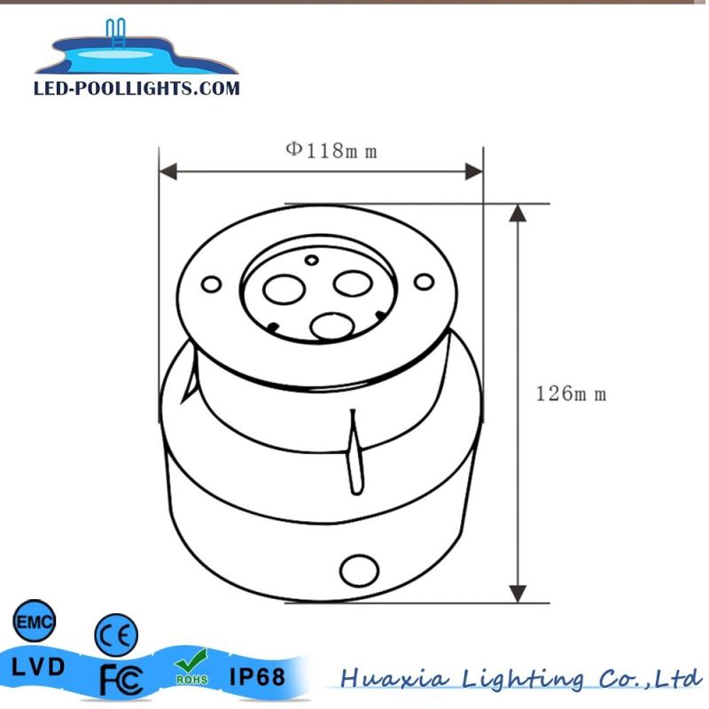 9W Waterproof Stainless Steel LED Color Recessed Underwater Light