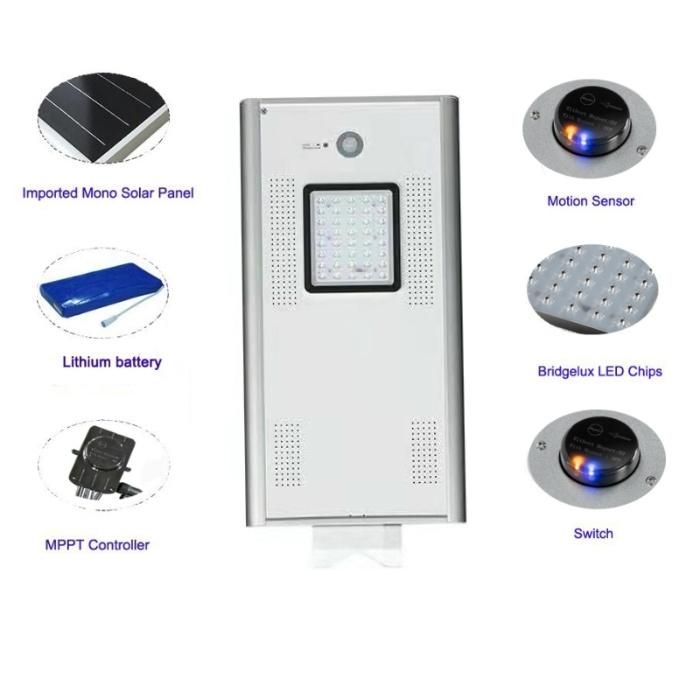 Intelligent IP65 Energy Saving Motion Sensor 30W All in One Integrated Solar LED Street Light