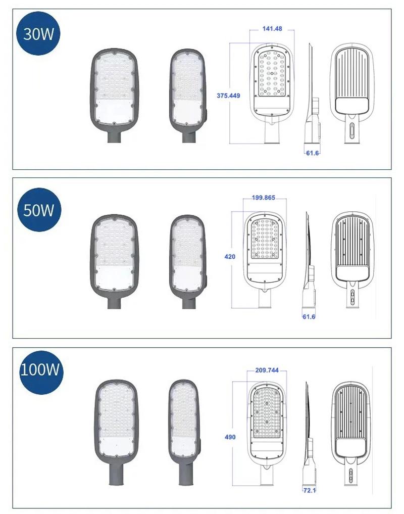 High Quality Energy Saving 30W 50W 100W 150W 200W Lens Aluminum IP65 LED Street Light