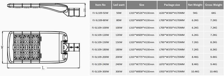 Fujing Modern Modules IP66 100W Ik10 High Brightness LED Streetlight TUV Certified for Lanes Walking Way