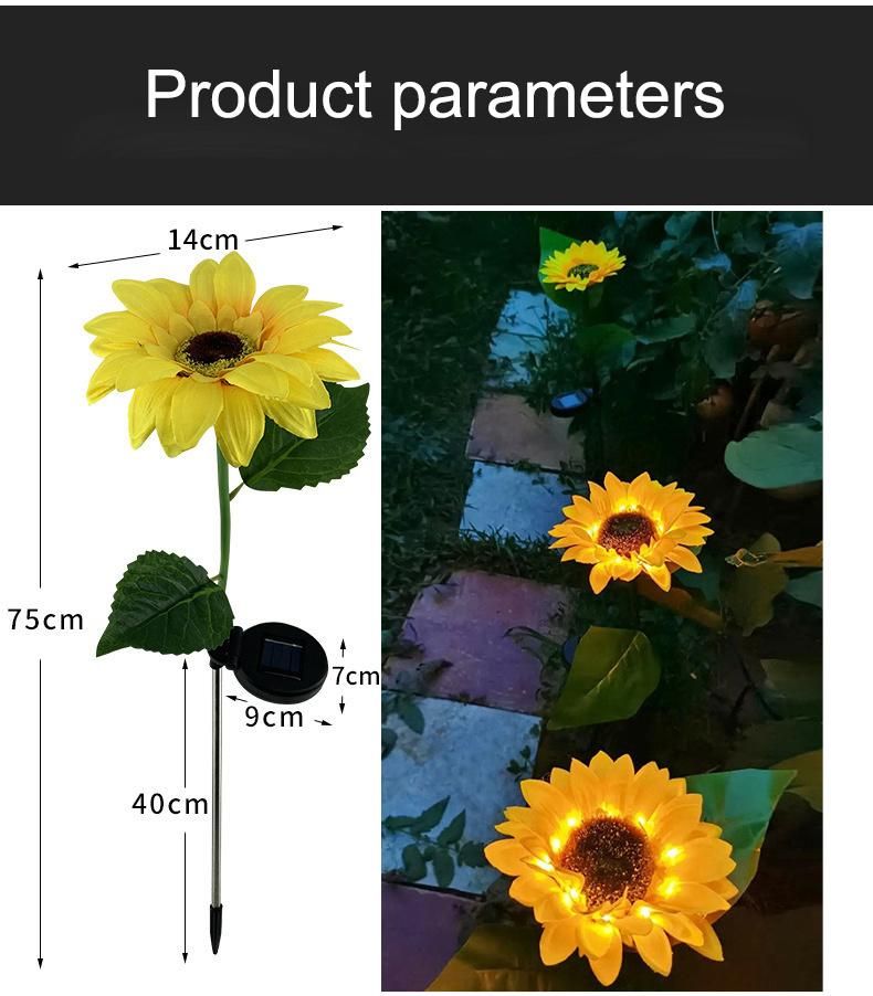 Solar Light Simulation Sunflower Lantern Outdoor Garden Light LED Lawn Plug Light Decorative Light