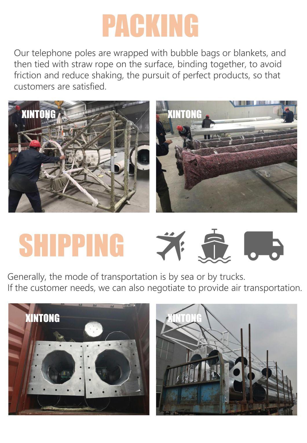28m IP65 CE Hot DIP HDG Q235B Galvanized Round Conical Octagonal Waterproof Outdoor LED Solar Flood High Mast Lamp Light Lighting Pole with Artificial Ladder