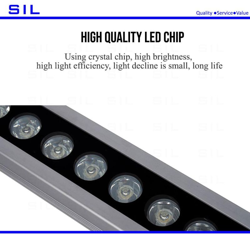 LED Wash Light IP65 36W RGBW DMX512 LED Linear Light Strip Stainless Steel Recessed Linear Wall Wash Light