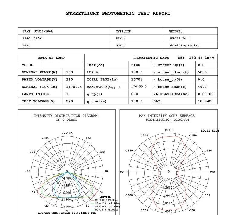 90degree 150-160lm/W 6000K 100W LED Modules