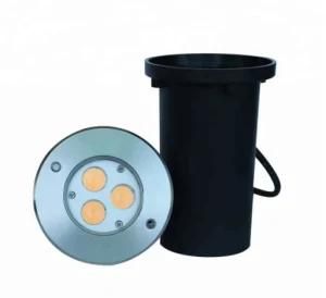 Stainless Steel 3X1w LED RGB Color with Plastic Mounting Sleeve, IP67 LED Garden Lighting for Project