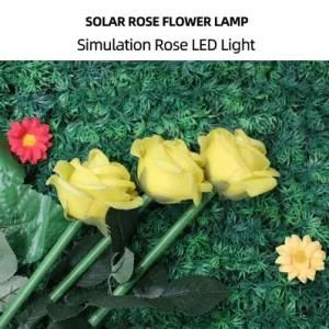 Beautiful Outside Landscape Lawn Garden Lamp Rose Shaped LED Solar Flower Light for Park Patio Walkway Decoration Xmas Party