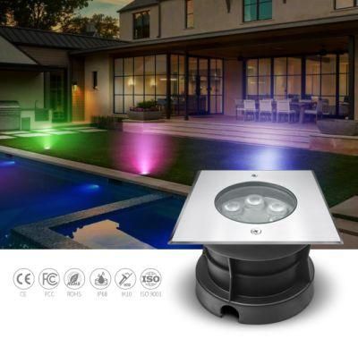 DMX512 RGB Control LED Underwater Light IP68 Waterproof SS316L LED Ground Light Pool Lighting