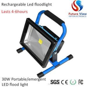 CE RoHS Waterproof 6hrs Portable Rechargeable 30W LED Flood Light