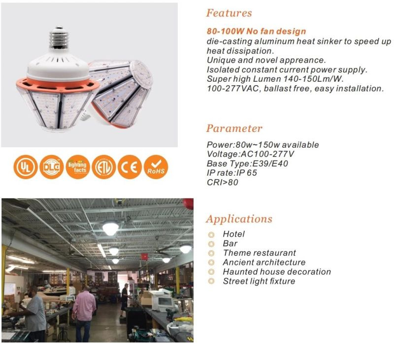 140lm/W IP65 ETL & Dlc 80W Replace HPS/HID/Mh/CFL LED Garden Light