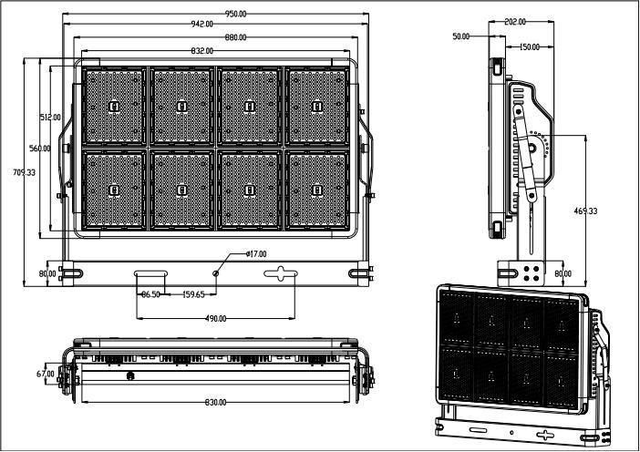 Outdoor Soccer Field Lighting 1440W High Power High Mast Light