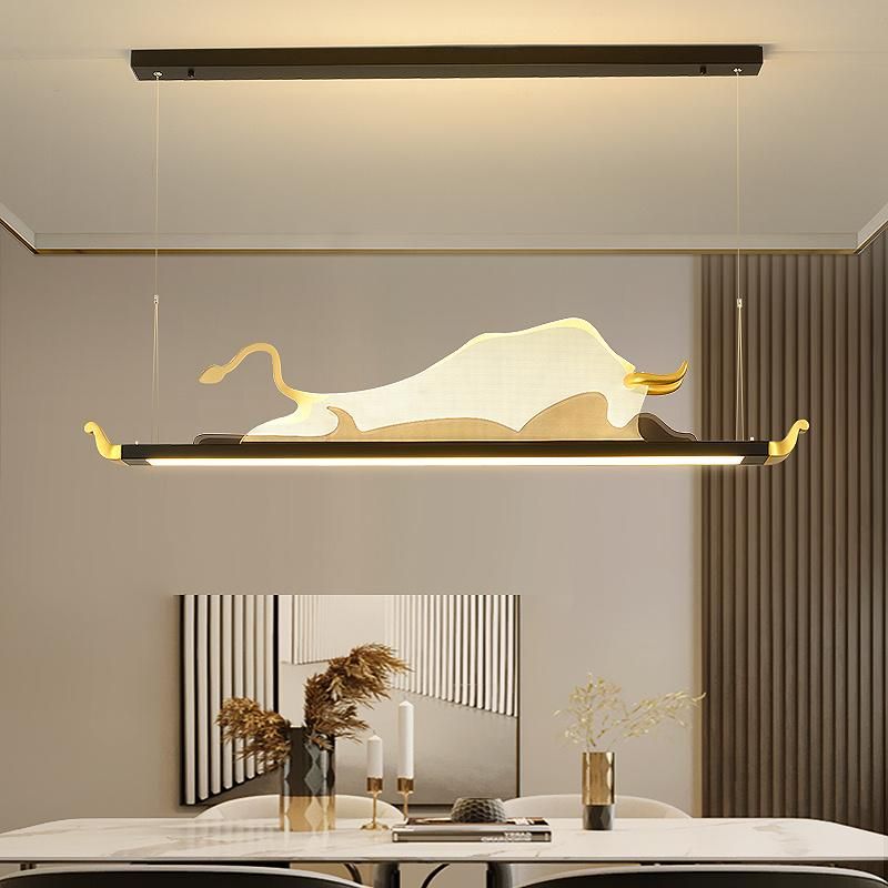 2022 Hot Fancy Copper Bull Shape Modern Hotel Decoration Crystal Pendant Light
