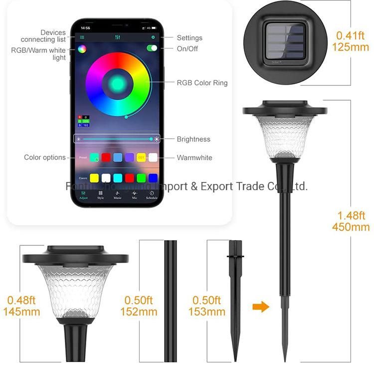 New RGB Smart LED Solar Street Light, IP55 Solar Garden Light, APP Control Solar Lamp, Networking Solar Lawn Light