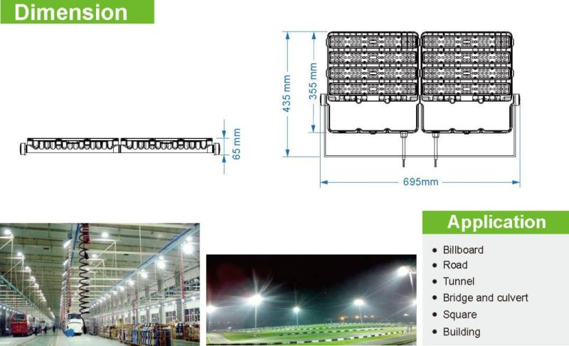 200W 300W 400W 600W 800W 1000W LED Flood Light for Tennis Court and Football Field