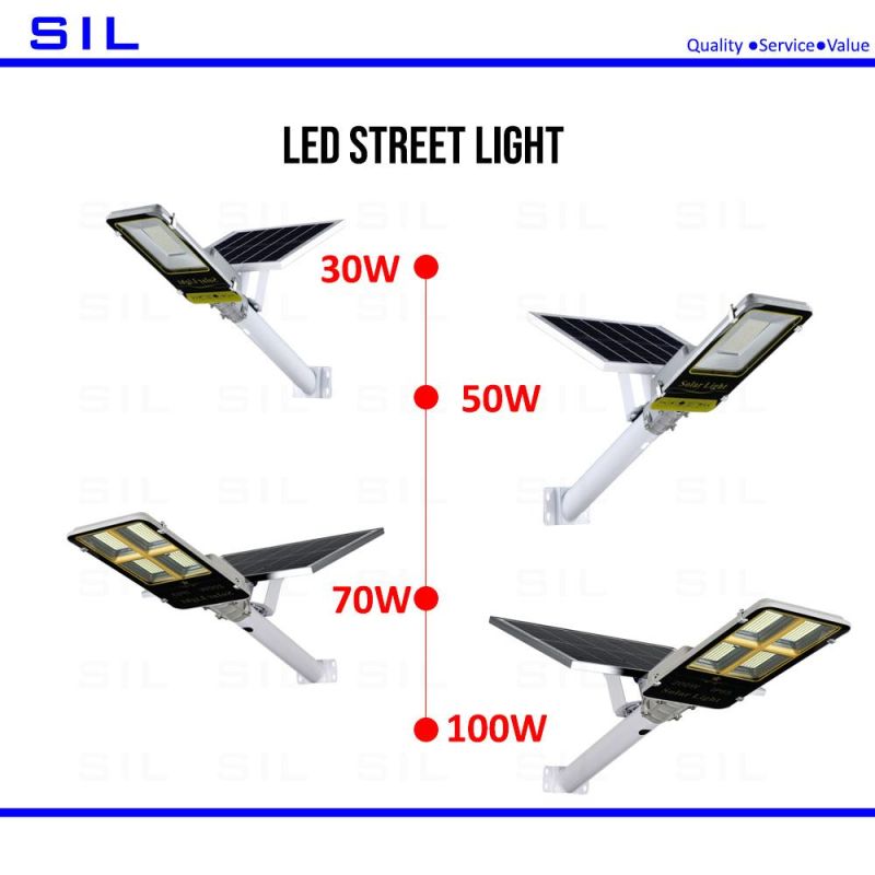High Brightness Outdoor Lighting Solar Powered Street Lights 70watt Solar LED Street Light 30W 50W 70W 100W Solar Street Lighting