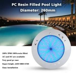 No Flicker No Glare 18W 12V White/ Cool White/RGB Color Wall Mounted LED Swimming Pool Light with CE RoHS IP68 Reports