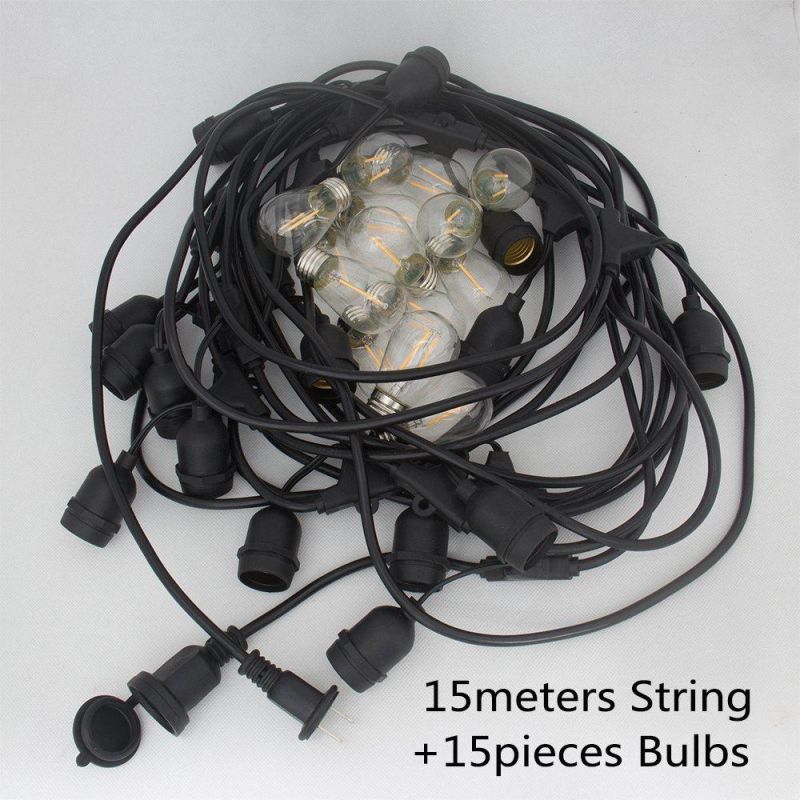 15m 15bulbs Waterproof S14 Bulb String Light