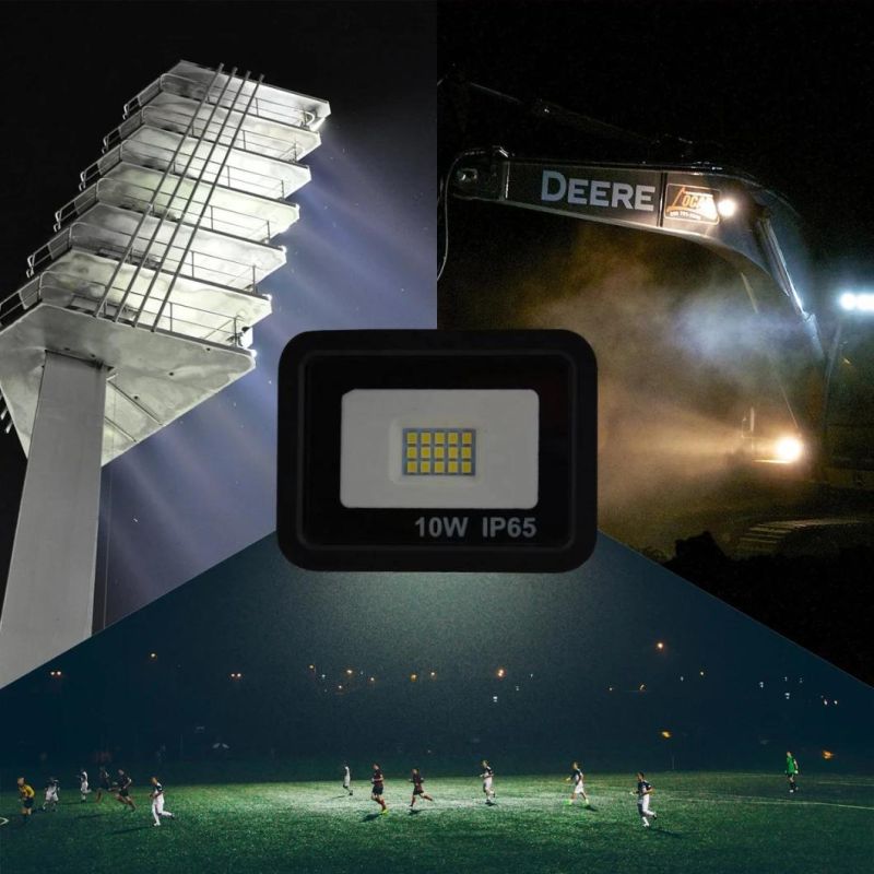 Factory Direct High Quality Outdoor LED Slim Floodlight 10W Waterproof Industrial Lighting IP65 Garden Work Floodlight with CE RoHS ERP Approval