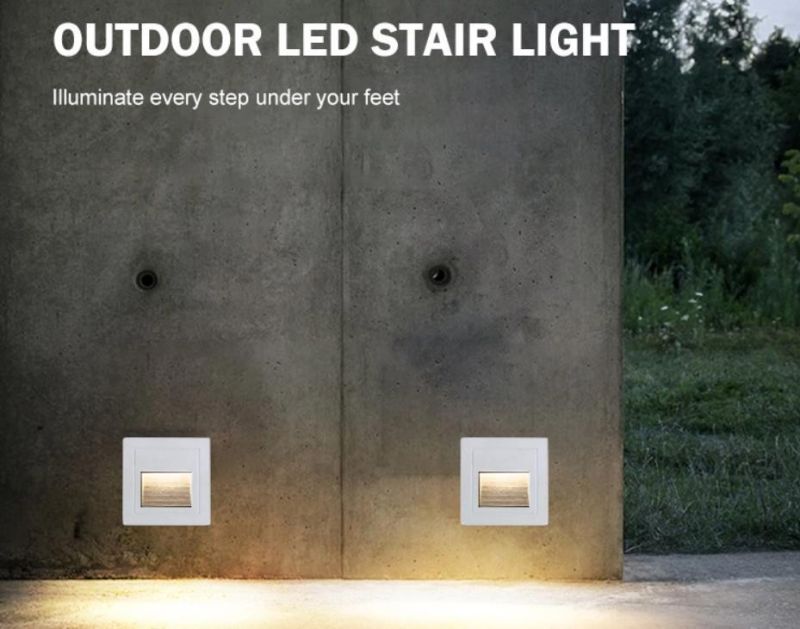 Outdoor Square Wall Foot Lamp 2W Recessed Lighting Square 1W LED Step Light LED Stair Light