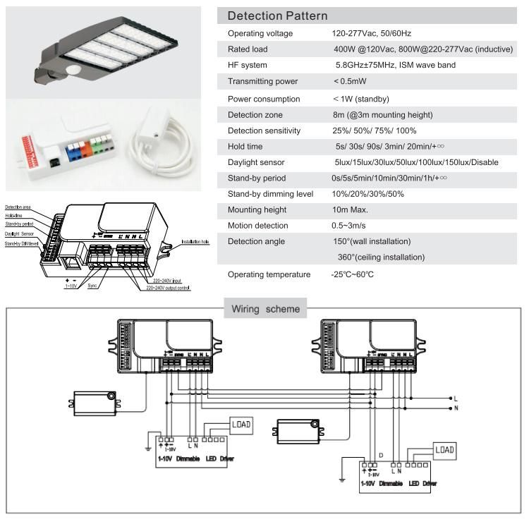 ETL cETL Dlc 120V 347V 480V LED Shoebox Area Parking Lot Light 150W 200W LED Street Light