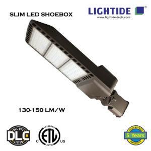 Dlc Qualfied Slim Profile LED Parking Lot Light, 300W LED, cETL/ETL/Ce/RoHS, 130-150 Lm/W