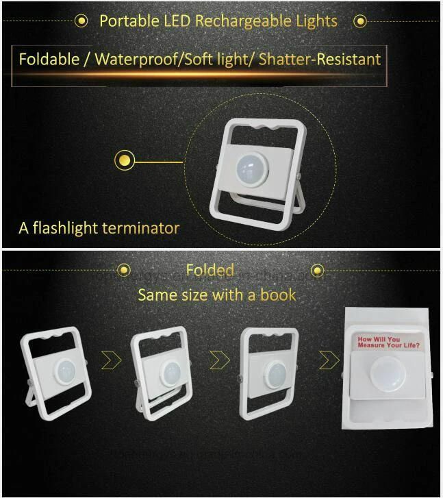 2 Brightness Levels, for Contractors, Home & Farm, Job Site & Large Areas Rechargeable LED Floodlight
