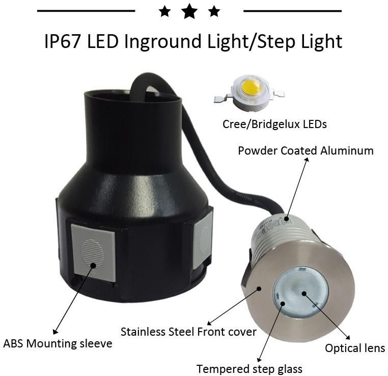 3W R/G/B/W/RGB LED Inground Deck Uplight