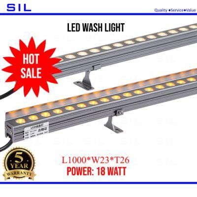 LED Linear Light DMX512 Control Available Aluminum Alloy IP65 18W Outdoor Wall Mounted Light RGB LED Wall Washer Lighting
