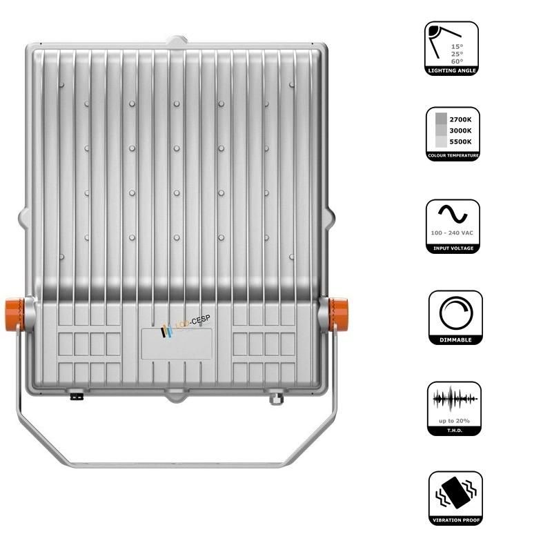 High Performance General Purpose LED Floodlight 200W, IP66 Waterproof, 220V, 60Hz Area Flood Light Professional Flood Lights-Symmetric Beam Angle 30deg 60deg