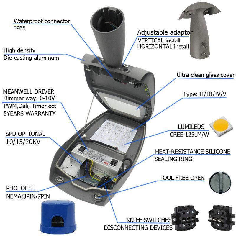 Outdoor IP66 Waterproof Die-Casting Aluminum 40W 60W 80W 100W 120W LED Solar Streetlight