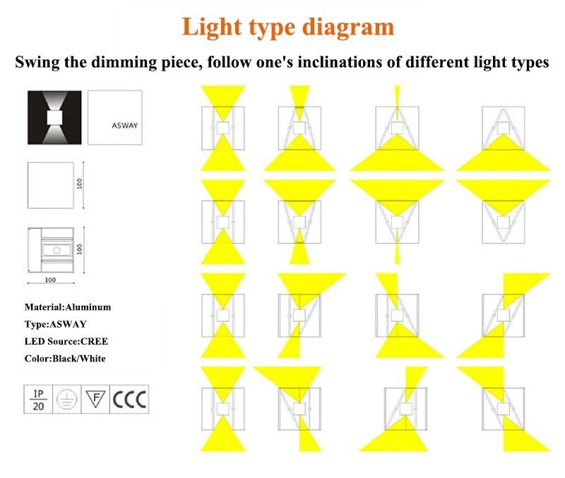 Outdoor Lamp LED Wall Lights 100lm/W 85-265V 6W 12W up Down Waterproof Die- Casting Aluminum