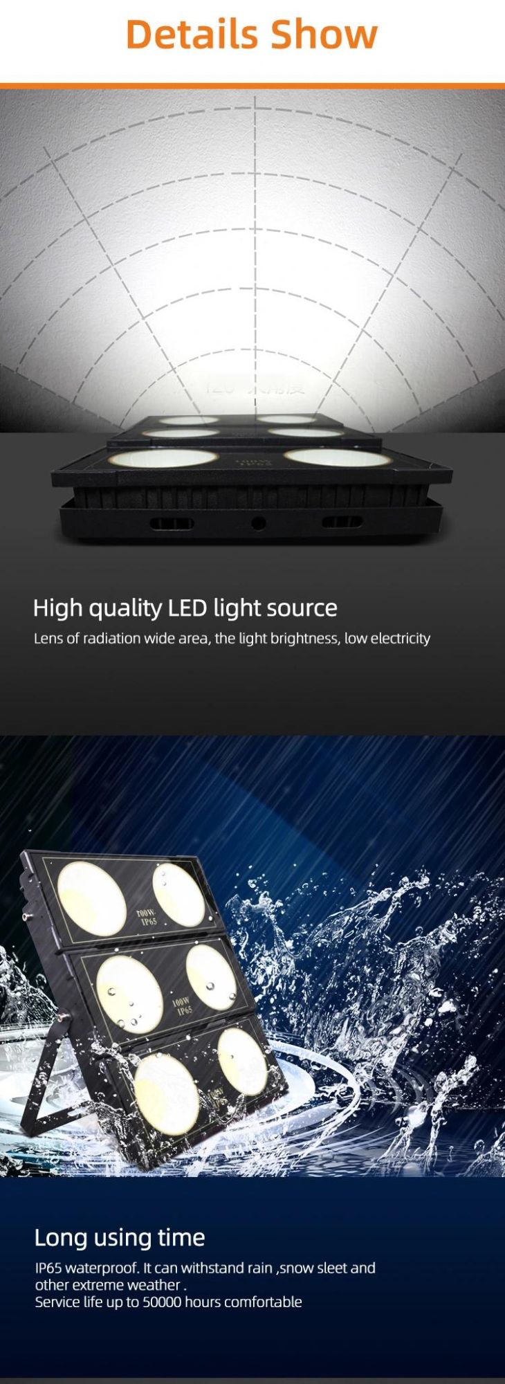 High Quality 300W 60W Lumens Halide Flood Lamp with PCB Blue LED Flood Light