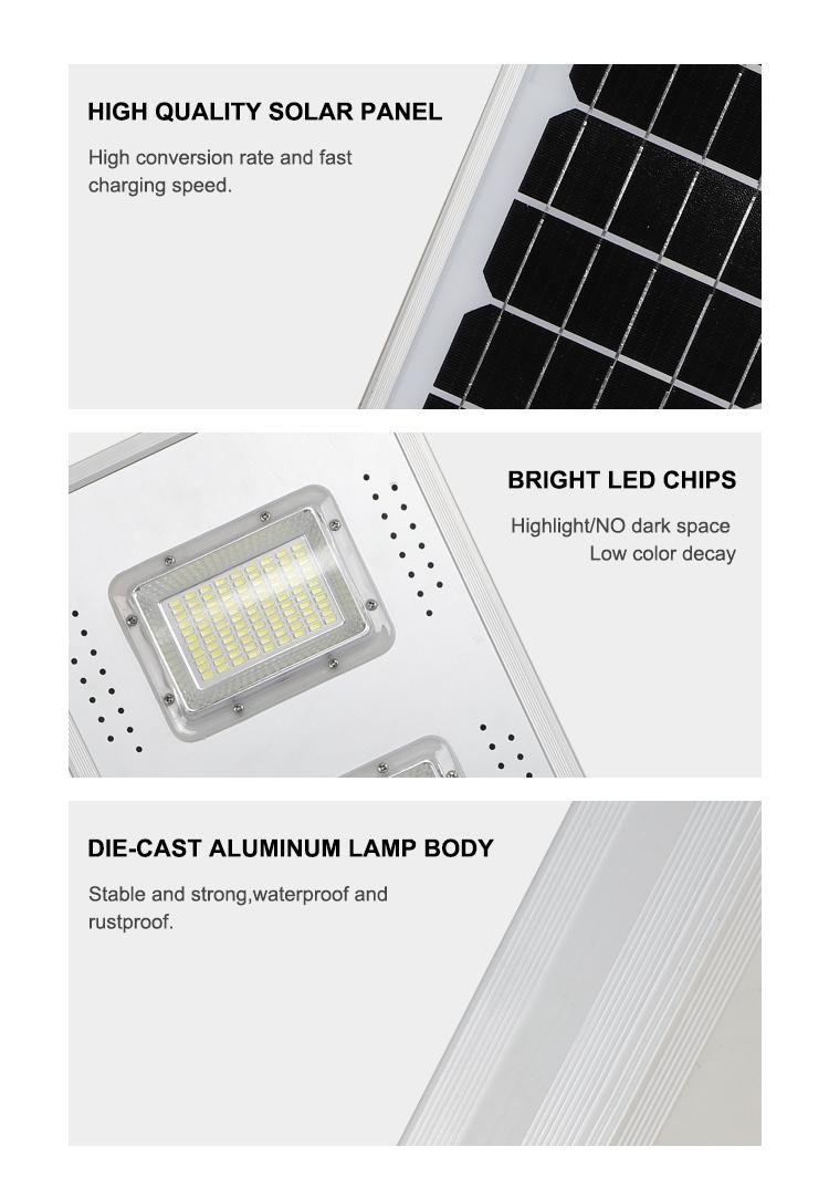 150W Solar Street Light Outdoor, IP65 Waterproof Dusk to Dawn Solar LED Street Light