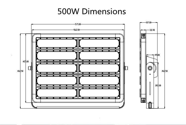 LED Tunnel Light 500W 140lm/W Outdoor Lighting