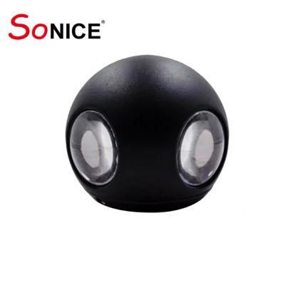 High Luminous Household Hotel Corridor Garden Die Casting Aluminium Ball Shape RGB LED Wall Washer Light